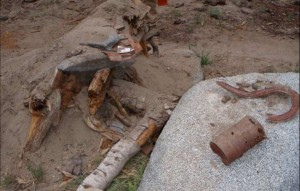 Cultural resources have been disturbed in the process of creating this unauthorized trail, which found on the South Shore several years ago.