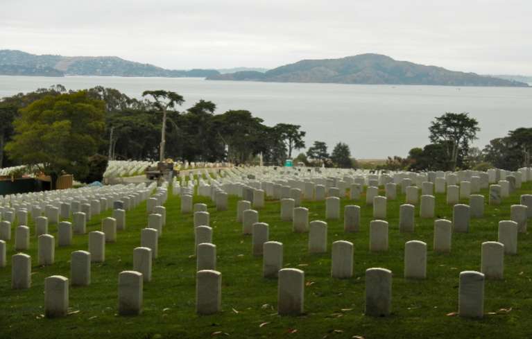 The national cemetery at the Presidio with Angel Island in the San Francisco Bay. Photos/Kathryn Reed