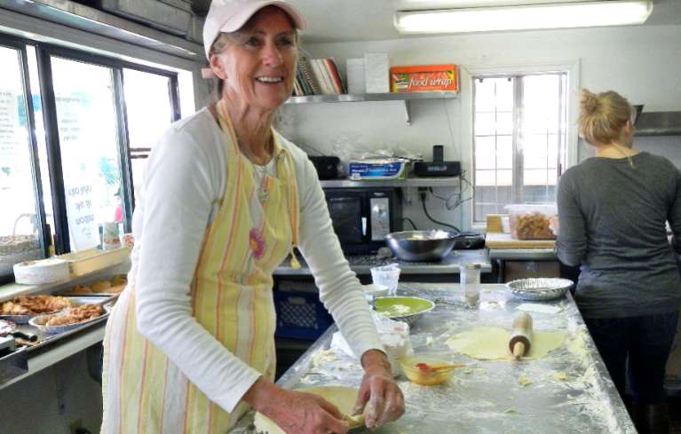 Vicki Price is busy basking pies at the Apple Pantry. Photos/Kathryn Reed