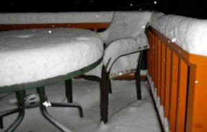 Not the ideal spot for morning coffee on Oct. 28 in South Lake Tahoe. Photo/LTN