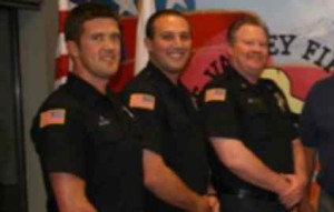 Dustin La Chapelle, from left, Conner Alexander, Fire Chief Gareth Harris Photo/Provided