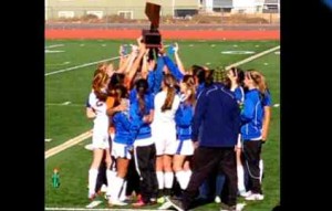 South Tahoe High's girls soccer team celebrates being state champs. Photo/Amy Jackson