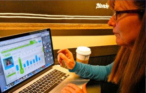 At the end of a ski day, Shirley Hackett goes over her Epic Mix account online. Photo/Kathryn Reed