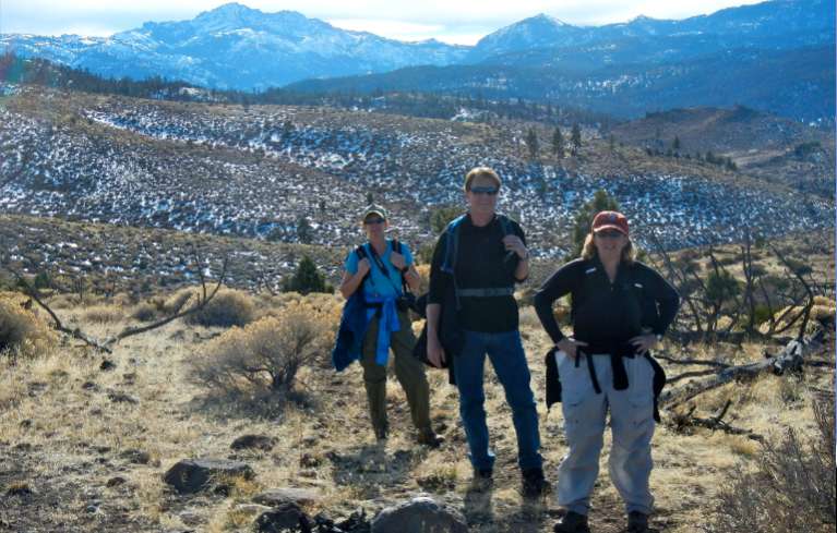 Pam Valentine, from left, Tom Ward and Sue Wood are having a hard time finding natural hot springs. Photos/Kathryn Reed