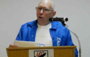 Jim Duke talks March 5 about when Lake Tahoe Community College first started. Photo/LTN 