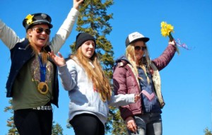 Jamie Anderson, Maddie Bowman and Hannah Teter celebrate their achievements March 15 with the South Shore. Photo/Kathryn Reed