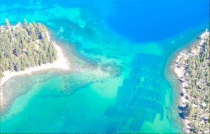 Mats, on the right, have been used in Emerald Bay to suffocate clams. Photo/LTN