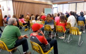 Whittell high parents crowd the May 9 board meeting. Photo/Anne Knowles