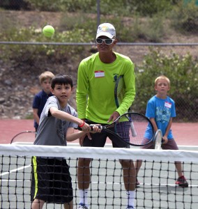 ob Wheatley watches Jordan Berry hit a volley as Drew Fehskens and Ryder Tannaci look on. Photo/Provided