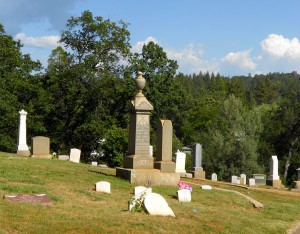 Who are the people buried at the pioneer cemeteries? Lizzie Baldwin: Buried in Old City Cemetery, she died in 1866 at 15. The Mountain Democrat obituary says, “Deceased was a resident of Georgetown, but had been for a considerable time, an attendant of the Placerville Academy, and during her sojourn here, by her gentle disposition and winning manners, made for herself a circle of warm friends. The loss of one so suddenly stricken down in the bloom of youth, is sincerely mourned by her class-mates and companions, who paid their last tribute of respect by following the body in procession to its final resting place.” Joseph Brindley: Came over from England, was living in Greenwood, but had been a Placerville blacksmith with a shop on Sacramento Street. He was one of many pioneers who were termed in their obituaries to have “died suddenly.” The February 1877 Mountain Democrat obituary goes on, “For some time his health had been in a precarious condition, and last Wednesday he came over on the Auburn stage to see if he could not have something done to improve his physical condition. When the stage drew up to the Ohio House and he had to get out of it, he fell forward upon the sidewalk, blood gushing from his mouth, and died in a few minutes.” He is buried in Old City Cemetery. W.H. Bailey: Buried in an unmarked grave at Old City Cemetery, Bailey died in June of 1900 at the “advanced age” of 75. “W.H. Bailey arrived at the Ohio House Thursday noon from Amador,” the Mountain Democrat obituary of June 2, 1900, begins, “He ate lunch and took a seat on the porch in the shade and apparently fell asleep. Several hours passed and as he showed no sign of awakening, an attempt was made to arouse him when it was found that the man was paralyzed. Dr. Rantz was called in and everything possible done for the relief of the unfortunate man, but death ensued early the next morning.” Peter Finsterwalter: A native of Germany, Finsterwalter, a railroad laborer, died at around age 30 in 1890 and is buried in Old City Cemetery, the victim of a runaway train accident. The Feb. 15, 1890, Mountain Democrat article entitled “A Ride To Death – A Wild Engine’s Awful Plunge,” spares no gruesome details. “It was about one o’clock, and the engineer was returning from Placerville, where it had been to take the crew ... to dinner. The engine crew were riding inside of the engine and five of the laborers were riding on the pilot. As the engine reached the top of the grade, near Krahner’s, she began to move faster, and as she started down a steep grade, the engineer lost control of it. Rounding a sharp curve in a deep cut, the engine and its human freight plunged into the caboose of the gravel train, and death came in its most sudden and horrible form to three of the unfortunate laborers in front of the engine. Peter Finsterwalter received the greater blow, as a car wheel seems to have struck him as the track went up. He was thrown to the side of the track, with an arm nearly severed, his breast laid open, and his head cut in two, one half of it just hanging to the trunk by a mere shred.” Bernard Carlson: Also a native of Germany, Carlson died in November 1900 at around the age of 40. The Mountain Democrat obituary of Nov. 10, 1900, terms it “Accidentally Killed.” A laborer, Carlson “fell from the loft of his employers barn, Tuesday morning at 6 o’clock, injuring his spine which caused his death. What caused Carlson to fall is unknown. He had been drinking to some extent the night previous, but from appearances not enough to become intoxicated. The Coroner’s jury brought in a verdict of accidental death.” He was buried in Old City Cemetery.