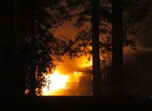 The Deerfield Lodge goes up in flames. Photo/Denis Bellocq 