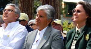 Geoff Schladow (TERC), Joanne Marchetta (TRPA) and Nancy Gibson (USFS) listen to the speakers.