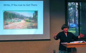 Mary Jo Sonntag speaks Aug. 13 at the South Lake Tahoe Library. Photo/Denise Haerr