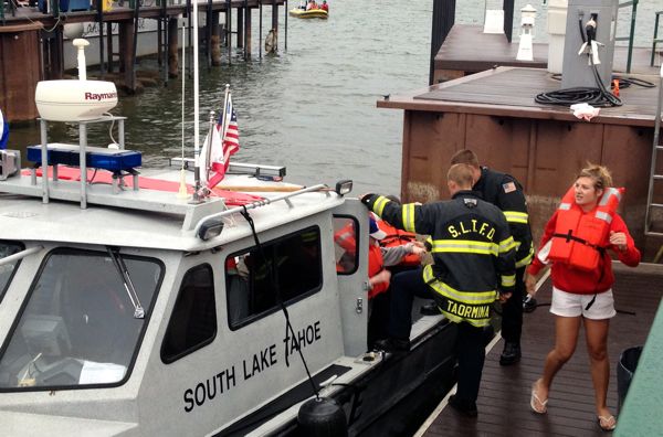 Passengers get off a rescue boat at Ski Run Marina after the Tahoe Queen ran aground Aug. 4. Photos/Kathryn Reed