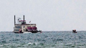The Tahoe Queen remains stranded off Regan Beach in South Lake Tahoe after hitting a sandbar Aug. 4. Photo/DanThriftPhotography.com