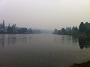 Mount Tallac at 5pm Sept. 20 is not visible from South Lake Tahoe. Photo/Susan Wood
