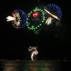 Mushroom-designed fireworks light up the sky Aug. 31. Photos/Howie Nave