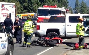 No injuries in motorcyclist vs. truck accident on Sept. 23. Photo/LTn