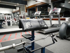 Duct tape is common on weight room equipment.