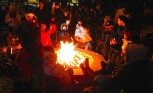 Warmth is found at the fire pit at Gunbarrel restaurant.