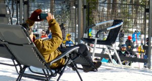 David Kim relaxes at Sierra's plaza.