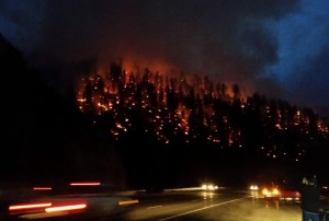 Fire -- it's a controlled burn on Spooner Summit. Photo/Carolyn E. Wright/Copyright