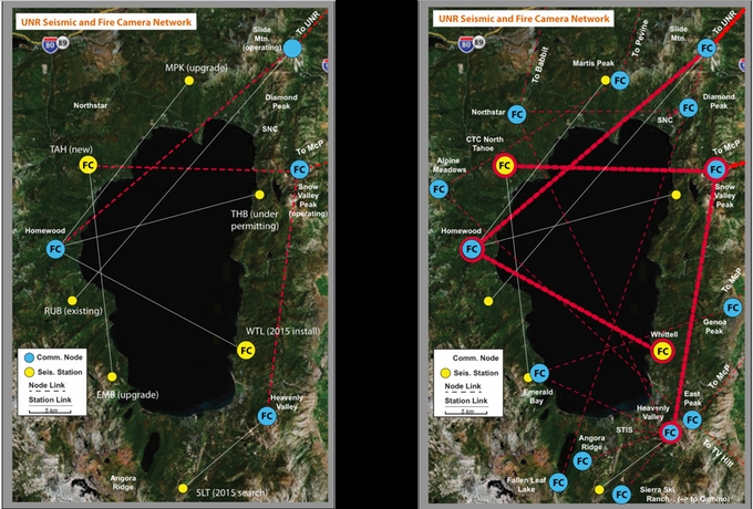 Left: Pilot program cameras; right: build out. Images/UNR