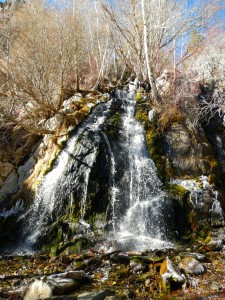 Plenty of water still cascades from the waterfall.