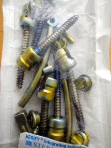 Screw used during back surgery.