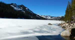 Lower Echo Lake is partially frozen.