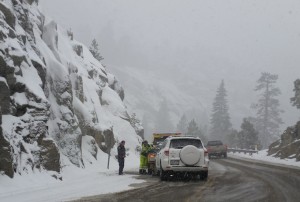 Slick conditions on Echo Summit contributed to this accident Feb. 28. Photo/Carolyn E. Wright/Copyright