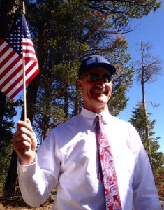 John Rice put on a tie for the 2014 Olympic celebration. Photo/Brooke Laine