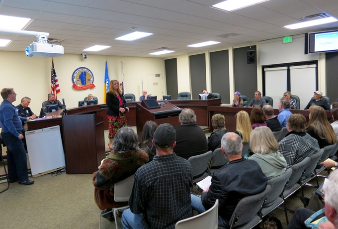 City Manager Nancy Kerry outlines proposed changes to South Lake Tahoe's vacation home rental ordinance. Photo/Jessie Marchesseau
