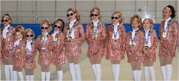 On ice awards partial view of the "Production" which includes all skaters (6 to 14 years old) Tahoe Snowflakes team : From left to right Grace Zanetti, Keatyn Louise, Zoe Wanzer, Olive Hamner-Jillson, Carly Cox, Kiara Furrer, Allana Jones, Anett Fenyvesi, Kylie Muskovitz, Sophia Purvance, and Olivia Herrera. Photo/Provided