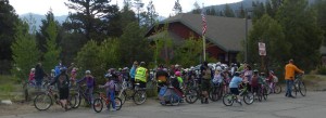 Young cyclists gather at the post office in Meyers. Photo/Rebecca Bryson
