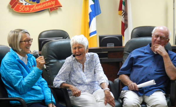 Laurel Ames, Betty Mitchell and John Cefalu talk about the early days of South Lake Tahoe. Photo/Kathryn Reed