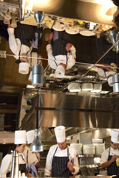Mirrors provide a multi-dimensional view of the kitchen at Manzanita at the Ritz-Carlton Lake Tahoe. Photo/Carolyn E. Wright/Copyright