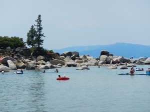 Motor boats cannot access Sand Harbor's boat launch area because the water is so low.