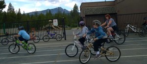 There were three stations led by CHP and Devin Middlebrook from Trpa env ed. This is the slow race where the winner is the one who can ride there bike as slowly as possible and still stay on. It teaches control. You will have to crop out jack from the tribune. This picture is from michelle Ramirez
