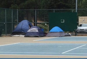 South Tahoe High School's tennis courts are now being used for housing for a multi-day  football camp. Photo/Kathryn Reed
