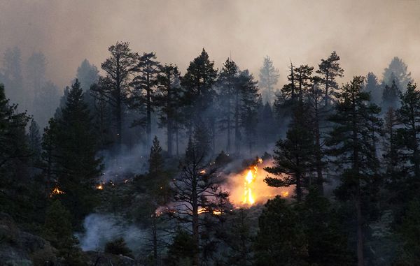 The Washington Fire burns on a ride with no visible sign of fire personnel. Photo/Carolyn E. Wright/Copyright