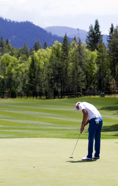 Mark Mulder putts on the reconfigured hole 9 on July 17. Photo/Carolyn E. Wright