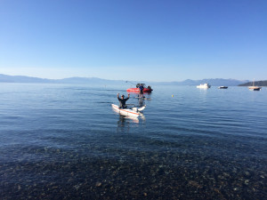Grant Korgan and Adam Freeman as they complete their circumnavigation of Lake Tahoe. Photo/Provided