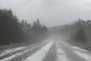 Hail gathers along Highway 89 in Truckee on July 8. Photo/LTN