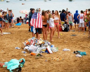 Piles of garbage could be seen at Zephyr Cove beach on July 4.
