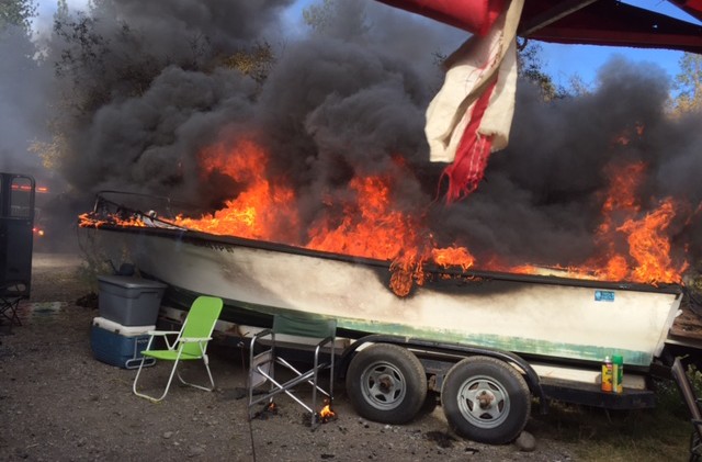 Fire destroys boat at campground