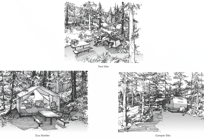 Three types of camping will be available -- tent, RV and eco-shelters.