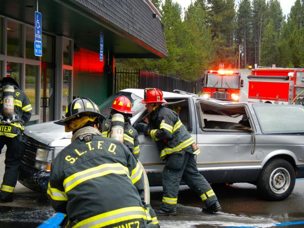 South Lake Tahoe firefighters demonstrate an extrication from a vehicle. Photos/Kathryn Reed