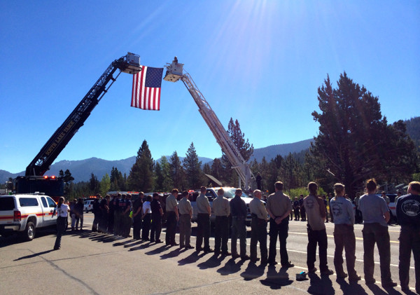 Touching goodbye to fallen firefighter