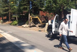 A backhoe struck a gas line in Tahoe City on Sept. 10. Photo/Provided
